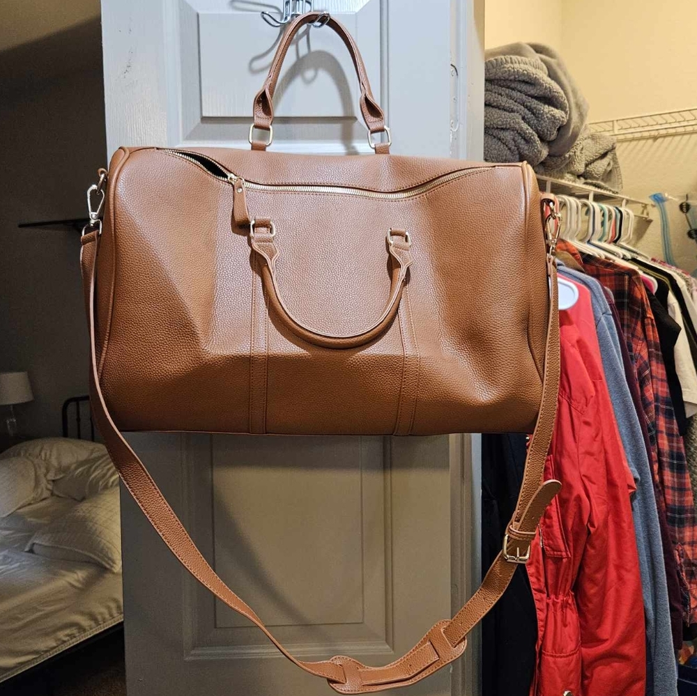 Faux Leather Weekender Bag